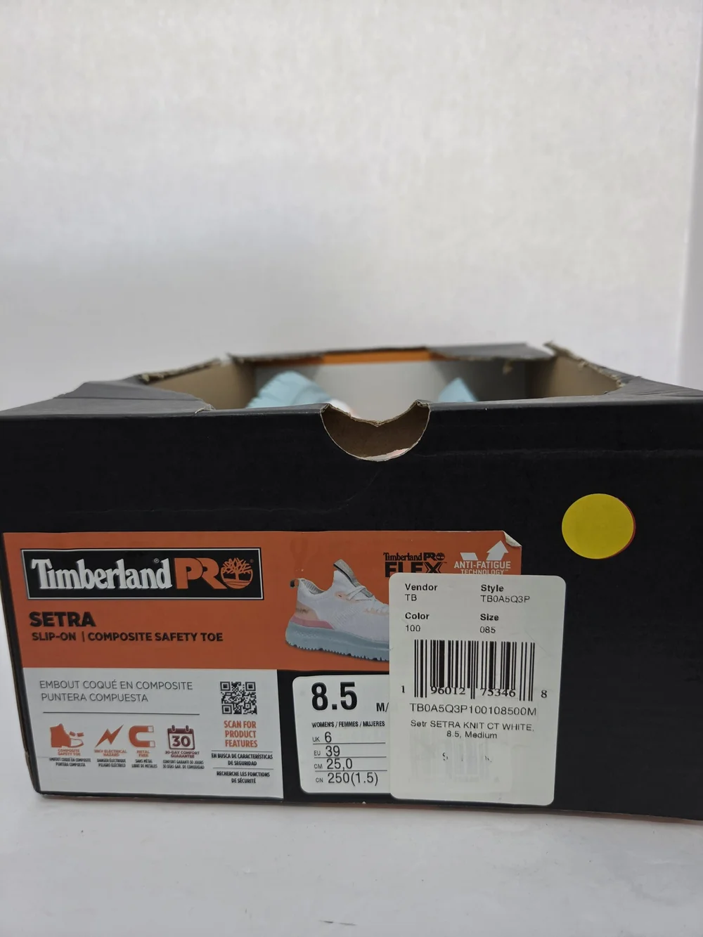 Timberland PRO Setra Knit Womens Shoes Sz 9.5 M White Peach Safety Toe Sneakers